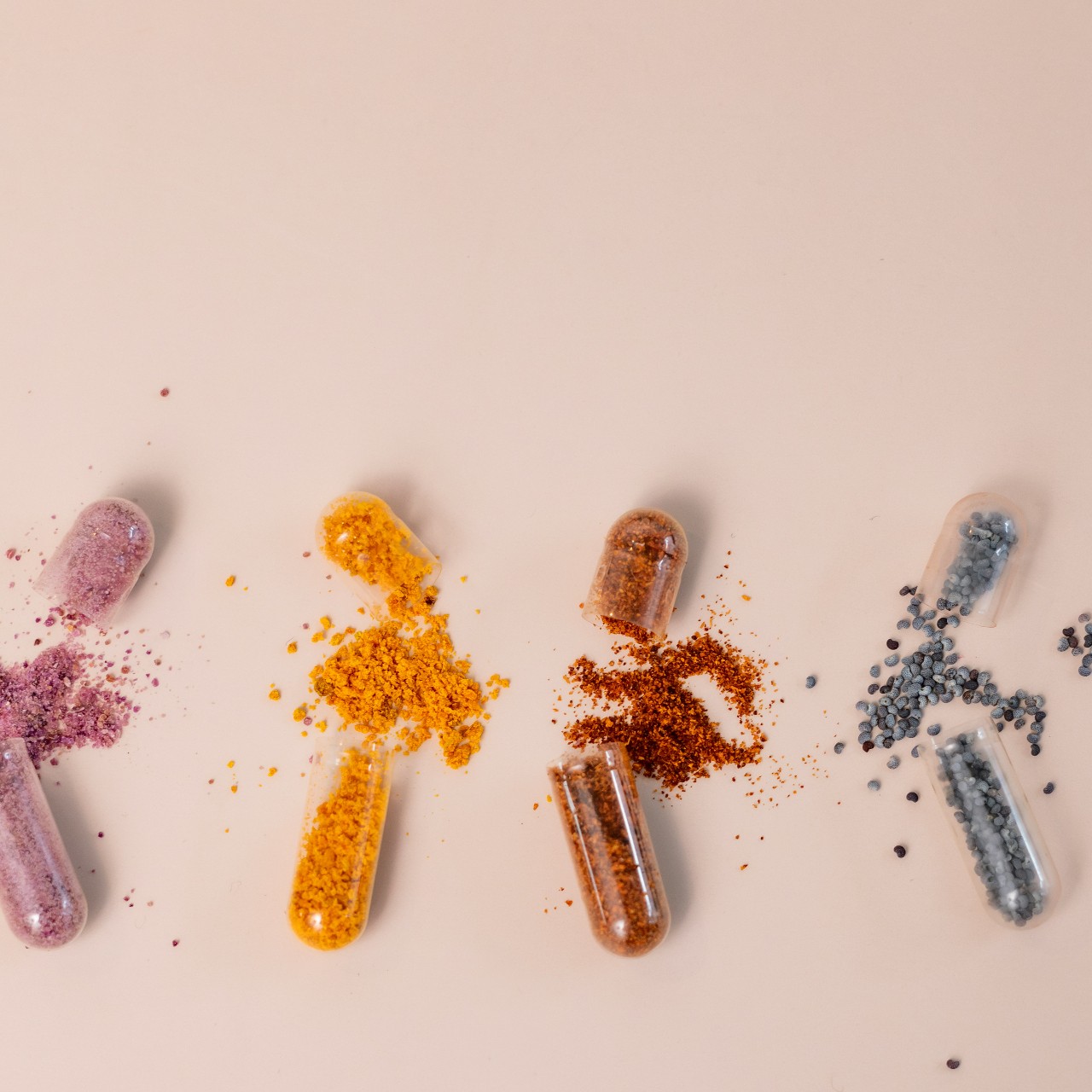 Supplement capsules arranged on a neutral surface